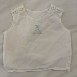 White Sleeveless Top with Bunny Easter Embroidery
